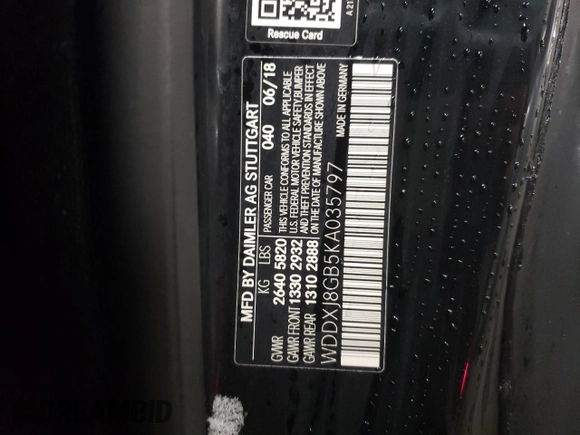2019 Mercedes-Benz S-Class S 560 with VIN WDDXJ8GB5KA035797, listed as a Copart auction lot 45275365 with 25,799 mi miles and Salvage Title. Bid and sale history available at carsss.com. Image 13.