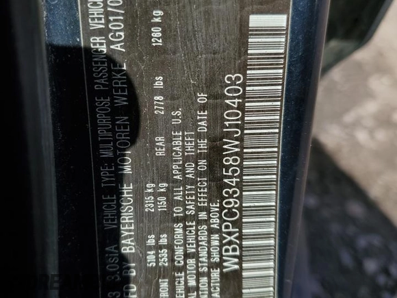 2008 BMW X3 3.0si with VIN WBXPC93458WJ10403, listed as a Copart auction lot 55176635 with Not Provided miles and Salvage Title. Bid and sale history available at DreamBid. Image 13.