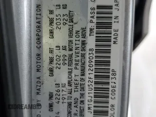 2015 Mazda 6 i Sport with VIN JM1GJ1U52F1209038, listed as a Copart auction lot 89109365 with Not Provided miles and Clean Title. Bid and sale history available at carsss.com. Image 12.
