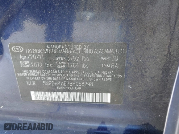 2011 Hyundai Elantra Limited с VIN 5NPDH4AE7BH058298, выставлен на аукционе IAAI как лот 41830938 с пробегом 207 251 миль миль и . История ставок и продаж доступна на DreamBid. Изображение 9.