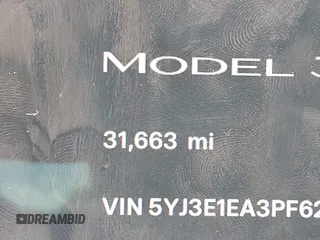 2023 Tesla Model 3 with VIN 5YJ3E1EA3PF623114, listed as a IAAI auction lot 41710385 with 31,663 mi miles and . Bid and sale history available at carsss.com. Image 15.