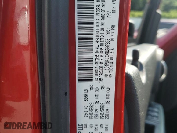 2011 Dodge Nitro Heat with VIN 1D4PU4GKXBW607656, listed as a Copart auction lot 52365495 with 101,298 mi miles and Non repairable. Bid and sale history available at DreamBid. Image 13.