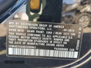 2014 Volkswagen Passat Wolfsburg Ed with VIN 1VWAS7A34EC025941, listed as a Copart auction lot 82163684 with 146,283 mi miles and Salvage Title. Bid and sale history available at carsss.com. Image 14.