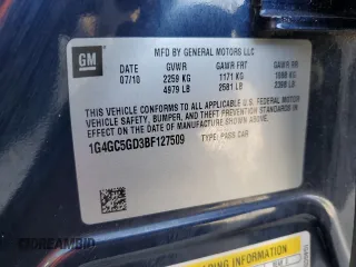 2011 Buick LaCrosse CXL with VIN 1G4GC5GD3BF127509, listed as a Copart auction lot 57424645 with 146,286 mi miles and Salvage title. Bid and sale history available at DreamBid. Image 12.