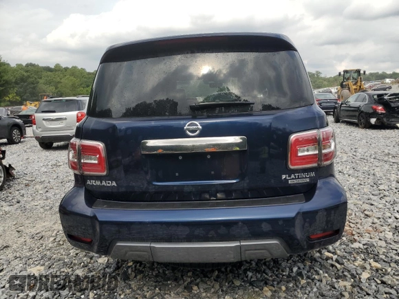 2019 Nissan Armada Platinum with VIN JN8AY2NEXK9759206, listed as a Copart auction lot 58602094 with 78,525 mi miles and Salvage Title. Bid and sale history available at carsss.com. Image 6.