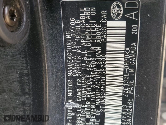 2006 Toyota Matrix STD with VIN 2T1KR32E06C592300, listed as a Copart auction lot 51886435 with 150,773 mi miles and Salvage Title. Bid and sale history available at carsss.com. Image 12.