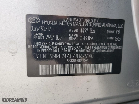 2018 Hyundai Sonata SE with VIN 5NPE24AF7JH625140, listed as a Copart auction lot 44897975 with 92,529 mi miles and Salvage Title. Bid and sale history available at carsss.com. Image 12.