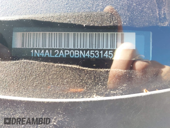 2011 Nissan Altima S with VIN 1N4AL2AP0BN453145, listed as a IAAI auction lot 40612844 with 95,693 mi miles and . Bid and sale history available at DreamBid. Image 9.