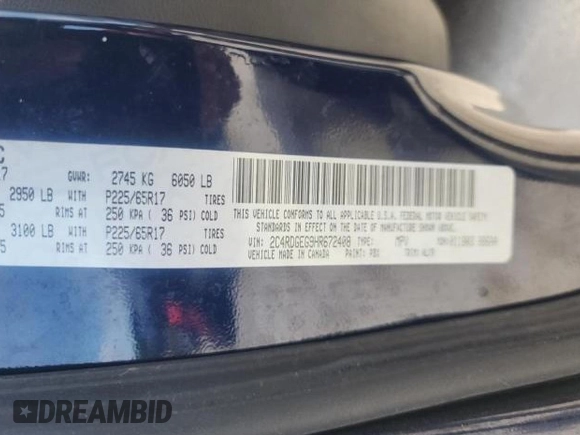 2017 Dodge Grand Caravan GT with VIN 2C4RDGEG9HR672408, listed as a Copart auction lot 54969685 with 144,631 mi miles and Clean Title. Bid and sale history available at DreamBid. Image 10.