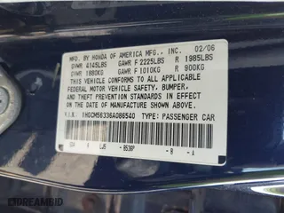 2006 Honda Accord Sdn LX SE with VIN 1HGCM56336A086540, listed as a IAAI auction lot 41788869 with 999,999 mi miles. Bid and sale history available at carsss.com. Image 9.