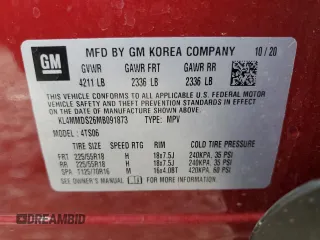 2021 Buick Encore GX Select с VIN KL4MMDS26MB091873, выставлен на аукционе Copart как лот 55977255 с пробегом 80 802 миль миль и Списание • Salvage title. История ставок и продаж доступна на DreamBid. Изображение 13.