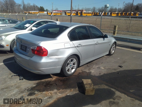 2008 BMW 3 Series 328i with VIN WBAVA37588NL53989, listed as a IAAI auction lot 38807371 with 179,844 mi miles. Bid and sale history available at carsss.com. Image 4.