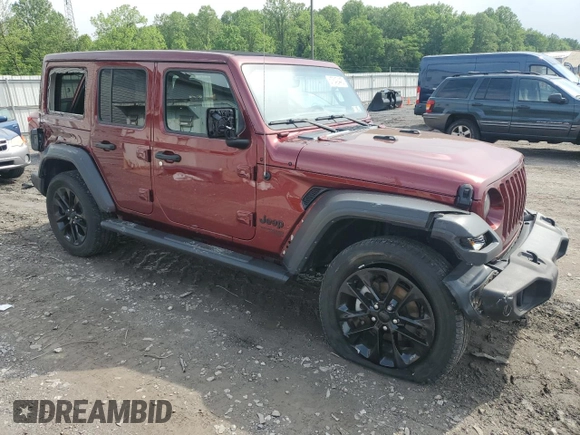 2021 Jeep Wrangler Unlimited Sport S with VIN 1C4HJXDGXMW785601, listed as a Copart auction lot 57342445 with 57,147 mi miles and Salvage title. Bid and sale history available at DreamBid. Image 4.