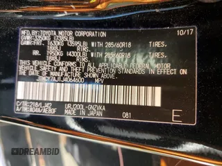 2018 Toyota Land Cruiser z VIN JTMCY7AJ1J4064600, wystawiony jako Copart lot #57844275 z przebiegiem 112 133 mil mil oraz Szkody całkowita. Historia ofert i sprzedaży dostępna na DreamBid. Obrazek 14.