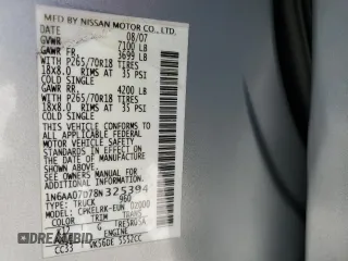 2008 Nissan Titan XE with VIN 1N6AA07D78N325394, listed as a Copart auction lot 47346415 with 247,793 mi miles and Salvage Title. Bid and sale history available at carsss.com. Image 12.