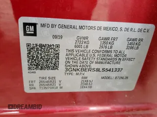 2020 Chevrolet Blazer RS with VIN 3GNKBERS8LS541337, listed as a Copart auction lot 62232975 with 35,919 mi miles and Salvage title. Bid and sale history available at DreamBid. Image 12.