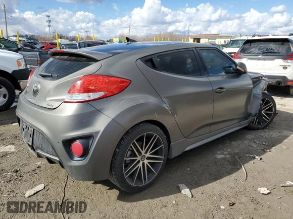 2013 Hyundai Veloster Turbo with VIN KMHTC6AE1DU124502, listed as a Copart auction lot 46489915 with 143,526 mi miles and Salvage title. Bid and sale history available at DreamBid. Image 3.