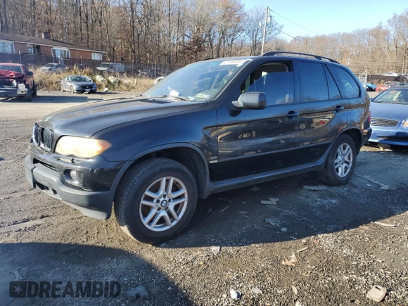 2005 BMW X5 3.0i with VIN 5UXFA13555LY21474, listed as a Copart auction lot 82994644 with 0 mi miles and Salvage Title. Bid and sale history available at carsss.com. Image 1.