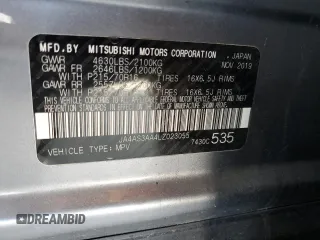 2020 Mitsubishi Eclipse Cross ES with VIN JA4AS3AA4LZ023055, listed as a Copart auction lot 59746315 with 105,580 mi miles and Salvage title. Bid and sale history available at DreamBid. Image 12.