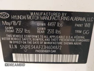 2018 Hyundai Sonata Limited with VIN 5NPE34AF2JH604872, listed as a IAAI auction lot 41740844 with 47,017 mi miles and . Bid and sale history available at DreamBid. Image 9.