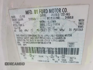 2009 Ford Escape Hybrid с VIN 1FMCU593X9KB20378, выставлен на аукционе IAAI как лот 42355245 с пробегом 173 055 миль миль и . История ставок и продаж доступна на DreamBid. Изображение 9.
