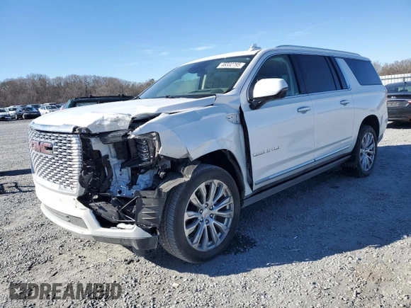 2023 GMC Yukon XL Denali with VIN 1GKS2JKL4PR349768, listed as a Copart auction lot 46332795 with 11,577 mi miles and Salvage Title. Bid and sale history available at DreamBid. Image 1.