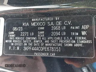 2023 Kia Forte GT with VIN 3KPF44AC0PE678151, listed as a IAAI auction lot 42016937 with 15,882 mi miles and . Bid and sale history available at carsss.com. Image 9.