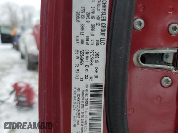2013 Ram 1500 ST with VIN 1C6RR7KTXDS542852, listed as a Copart auction lot 41413605 with 90,398 mi miles and Salvage title. Bid and sale history available at DreamBid. Image 12.