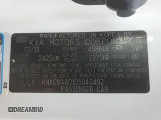 2013 Kia Optima Hybrid LX with VIN KNAGM4AD1D5040492, listed as a Copart auction lot 77559034 with Not Provided miles and Salvage Title. Bid and sale history available at carsss.com. Image 12.
