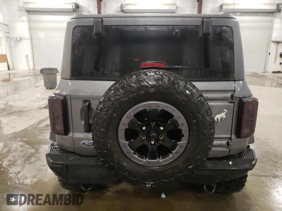 2022 Ford Bronco with VIN 1FMEE5DPXNLA75365, listed as a Copart auction lot 46787885 with 24,676 mi miles and Salvage Title. Bid and sale history available at DreamBid. Image 6.