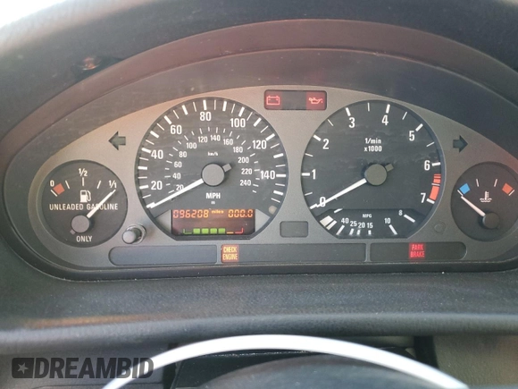 1997 BMW 3 Series 328is with VIN WBABG1329VET03924, listed as a Copart auction lot 41533225 with 96,208 mi miles and Salvage Title. Bid and sale history available at carsss.com. Image 9.