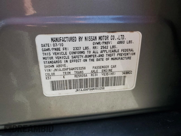 2010 Infiniti EX Journey с VIN JN1AJ0HP9AM703256, выставлен на аукционе Copart как лот 57817195 с пробегом 190 027 миль миль и Списание • Salvage title. История ставок и продаж доступна на DreamBid. Изображение 13.