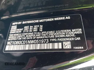 2022 Toyota Supra 3.0 with VIN WZ1DB0C01NW051973, listed as a IAAI auction lot 42030614 with Not Provided miles and . Bid and sale history available at DreamBid. Image 9.