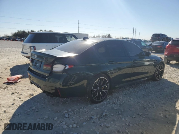 2023 BMW M5 with VIN WBS83CH02PCM33496, listed as a Copart auction lot 85286394 with 0 mi miles and Salvage Title. Bid and sale history available at carsss.com. Image 3.