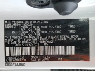2015 Toyota 4Runner Limited with VIN JTEBU5JRXF5247072, listed as a Copart auction lot 69545263 with Not Provided miles and Salvage Title. Bid and sale history available at carsss.com. Image 13.