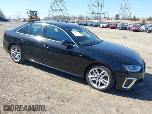 2023 Audi A4 S line Premium Plus with VIN WAUEAAF49PA001586, listed as a IAAI auction lot 41772434 with 30,388 mi miles and . Bid and sale history available at DreamBid. Image 1.