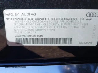 2015 Audi A8 L 4.0T with VIN WAU32AFD1FN021343, listed as a IAAI auction lot 41634469 with 88,229 mi miles. Bid and sale history available at carsss.com. Image 9.