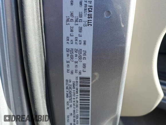 2015 Chrysler Town & Country LX with VIN 2C4RC1AG4FR675672, listed as a Copart auction lot 48070935 with 78,403 mi miles and Salvage Title. Bid and sale history available at carsss.com. Image 14.