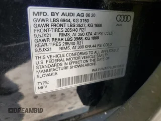 2020 Audi SQ7 z VIN WA1VWAF79LD013335, wystawiony jako Copart lot #56011584 z przebiegiem 35 173 mil mil oraz Szkoda całkowita • Salvage title. Historia ofert i sprzedaży dostępna na DreamBid. Obrazek 14.