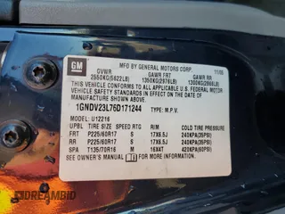 2006 Chevrolet Uplander LS Fleet with VIN 1GNDV23L76D171244, listed as a Copart auction lot 88933445 with 239,085 mi miles and Salvage Title. Bid and sale history available at DreamBid. Image 13.