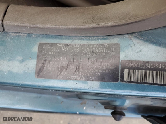 2004 Kia Rio with VIN KNADC125546294695, listed as a Copart auction lot 86914954 with 147,260 mi miles and Salvage Title. Bid and sale history available at carsss.com. Image 14.