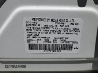 2022 Infiniti Q50 Luxe with VIN JN1EV7BP0NM310310, listed as a Copart auction lot 60804715 with 54,424 mi miles and Salvage title. Bid and sale history available at DreamBid. Image 12.