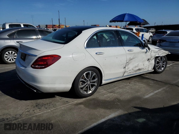 2015 Mercedes-Benz C 300 with VIN 55SWF4JBXFU079976, listed as a Copart auction lot 50727145 with 67,285 mi miles and Salvage Title. Bid and sale history available at carsss.com. Image 3.