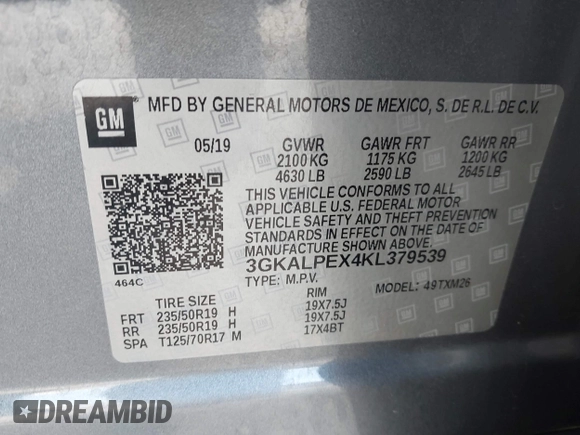 2019 GMC Terrain SLT z VIN 3GKALPEX4KL379539, wystawiony jako IAAI lot #41662177 z przebiegiem 45 545 mil mil oraz . Historia ofert i sprzedaży dostępna na DreamBid. Obrazek 9.