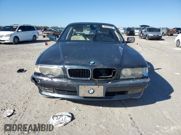 2001 BMW 7 Series 740iL with VIN WBAGH83411DP24887, listed as a Copart auction lot 42635955 with 0 mi miles and Clean Title. Bid and sale history available at carsss.com. Image 5.
