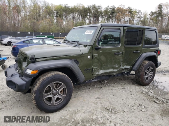 2021 Jeep Wrangler Unlimited Sport S с VIN 1C4HJXDG0MW687032, выставлен на аукционе Copart как лот 52653385 с пробегом 45 642 миль миль и Списание • Salvage title. История ставок и продаж доступна на DreamBid. Изображение 1.