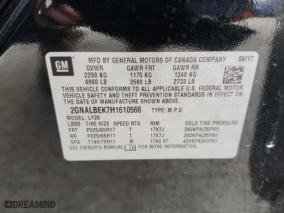 2017 Chevrolet Equinox LS with VIN 2GNALBEK7H1610566, listed as a Copart auction lot 86134174 with 0 mi miles and Non Repairable. Bid and sale history available at carsss.com. Image 13.