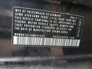 2011 Volkswagen GTI PZEV z VIN WVWHD7AJ1BW241072, wystawiony jako Copart lot #73080964 z przebiegiem 83 749 mil mil oraz Szkoda całkowita • Salvage title. Historia ofert i sprzedaży dostępna na DreamBid. Obrazek 14.
