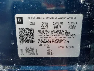 2021 Chevrolet Equinox LT with VIN 2GNAXKEV8M6116874, listed as a Copart auction lot 44733775 with 56,565 mi miles and Salvage Title. Bid and sale history available at carsss.com. Image 12.