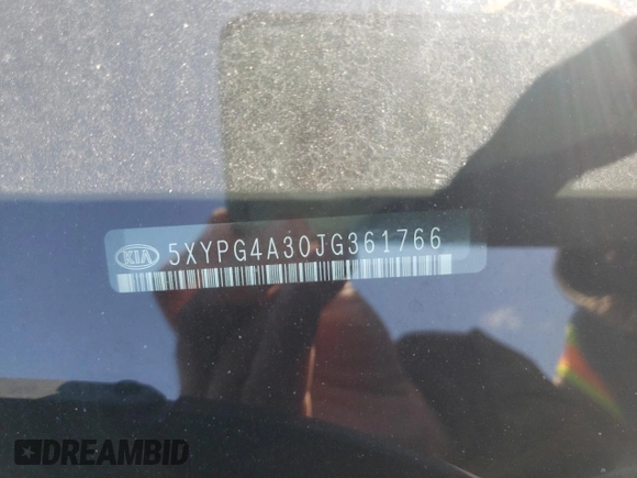 2018 Kia Sorento LX with VIN 5XYPG4A30JG361766, listed as a Copart auction lot 52507945 with 51,497 mi miles and Salvage Title. Bid and sale history available at carsss.com. Image 13.